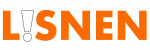 Lisnen Logo in orange text