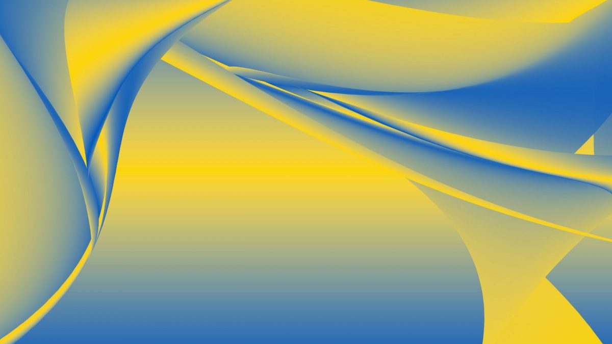 Ukraine Flag colors in intertwined abstract shapes